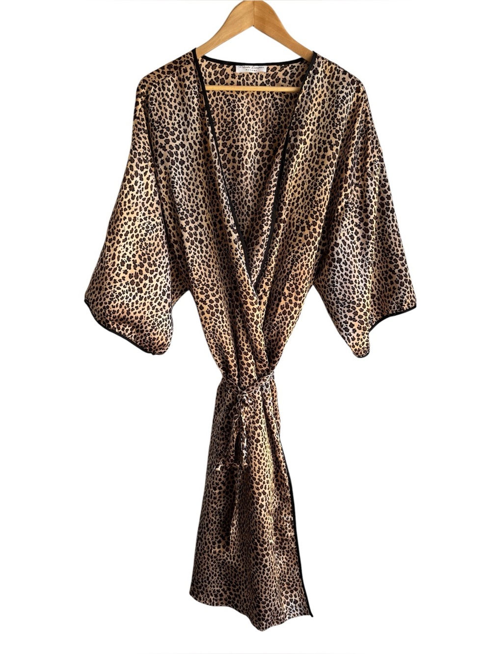 Natori Private Luxuries Cheetah Print Robe  3X Long Satin Sexy Boudoir Mobwife